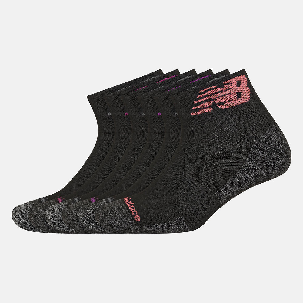 Performance Cushion Quarter Socks 6 Pack | New Balance Accessories Black Multi - Women/Men