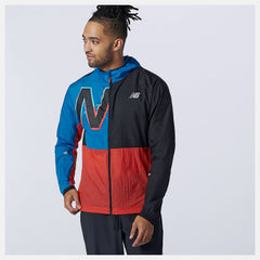 Printed Impact Run Light Pack Jacket | New Balance Clothing Black/Wave Blue - Men