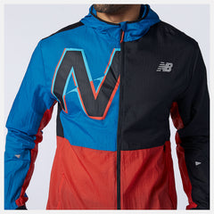 Printed Impact Run Light Pack Jacket | New Balance Clothing Black/Wave Blue - Men