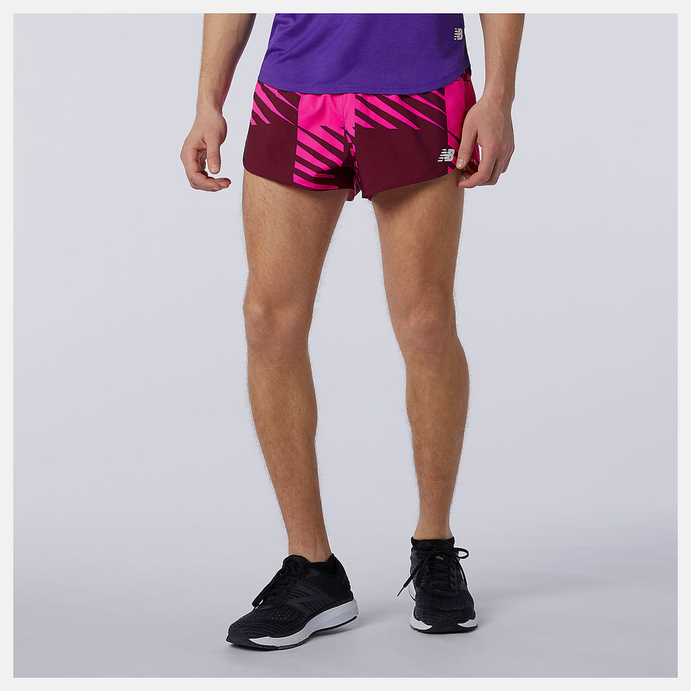 Printed Fast Flight 3 inch Split Short | New Balance Clothing Garnet - Men