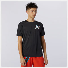 Printed Impact Run Short Sleeve | New Balance Clothing Wave Blue - Men