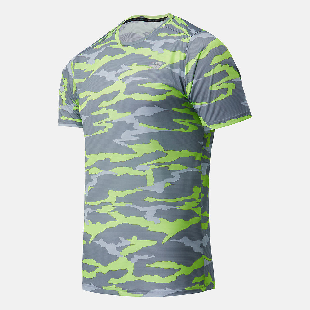 Printed Accelerate Short Sleeve | New Balance Clothing Bleached Lime Glo/Outerspace - Men