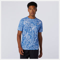NYC Marathon Printed Impact Run Short Sleeve | New Balance Clothing Faded Cobalt - Men