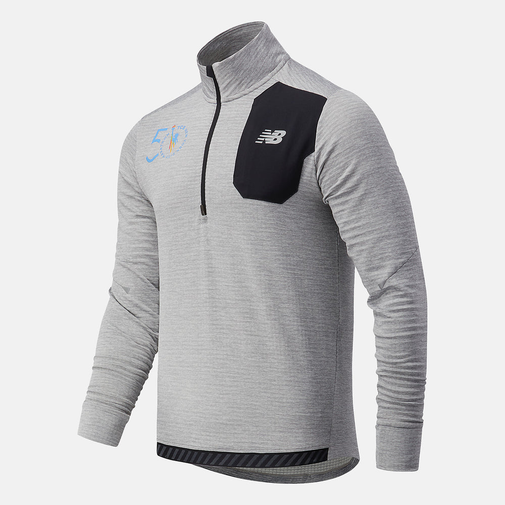 NYC Marathon Impact Run Grid Back Half Zip | New Balance Clothing Athletic Grey - Men