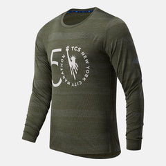 NYC Marathon Q Speed Fuel Jacquard Long Sleeve | New Balance Clothing Oak Leaf Green - Men