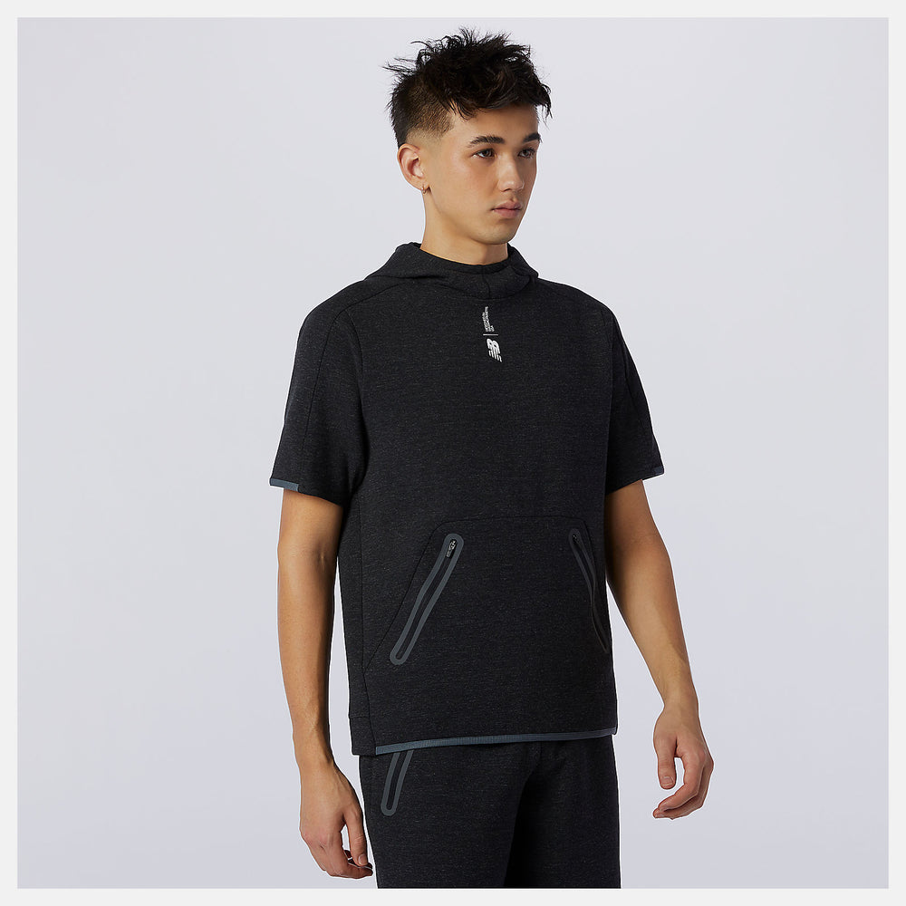 Fortitech Fleece Short Sleeve Hoodie | New Balance Clothing Black Heather - Men