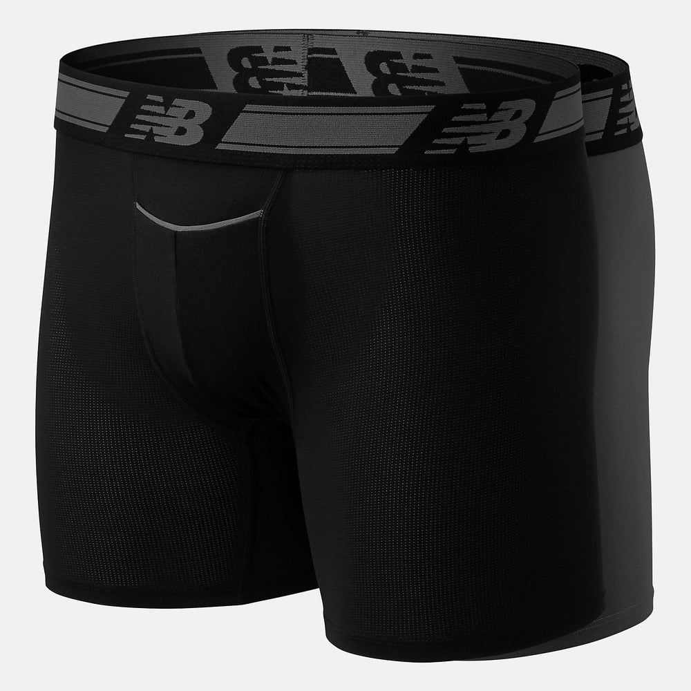Men Mesh 6 Inch Boxer Brief 2 Pack | New Balance Accessories Lead/Black - Men