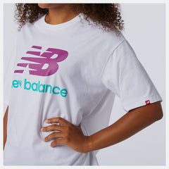 NB Essentials Stacked Logo Tee | New Balance Clothing White Multi - Women