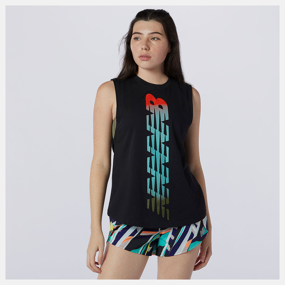 Relentless Cinched Back Graphic Tank | New Balance Clothing Black - Women