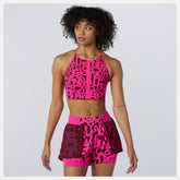 Relentless Printed Crop Top | New Balance Clothing Pink Glo - Women