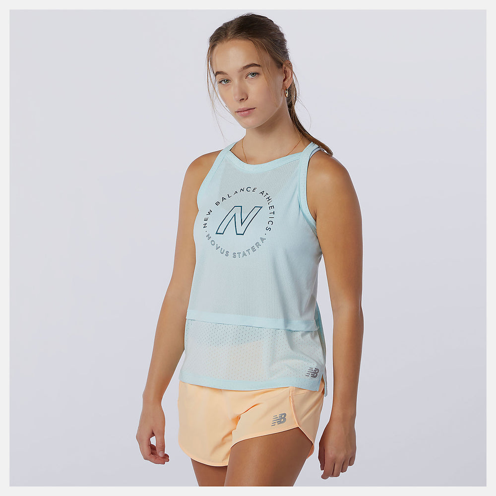 Printed Impact Run Hybrid Tank | New Balance Clothing Pale Blue - Women
