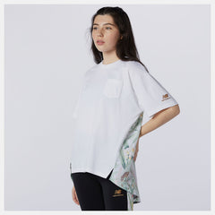 NB Essentials Botanical Knit Woven Mix Tee | New Balance Clothing White - Women