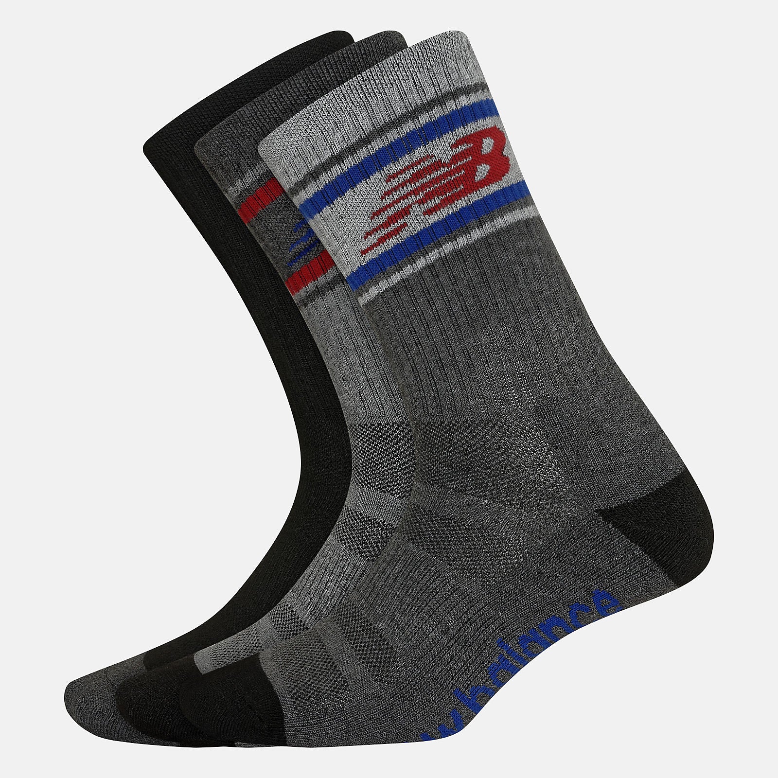 Performance Cushion Crew Socks 3 Pack | New Balance Accessories Grey Multi - Women/Men