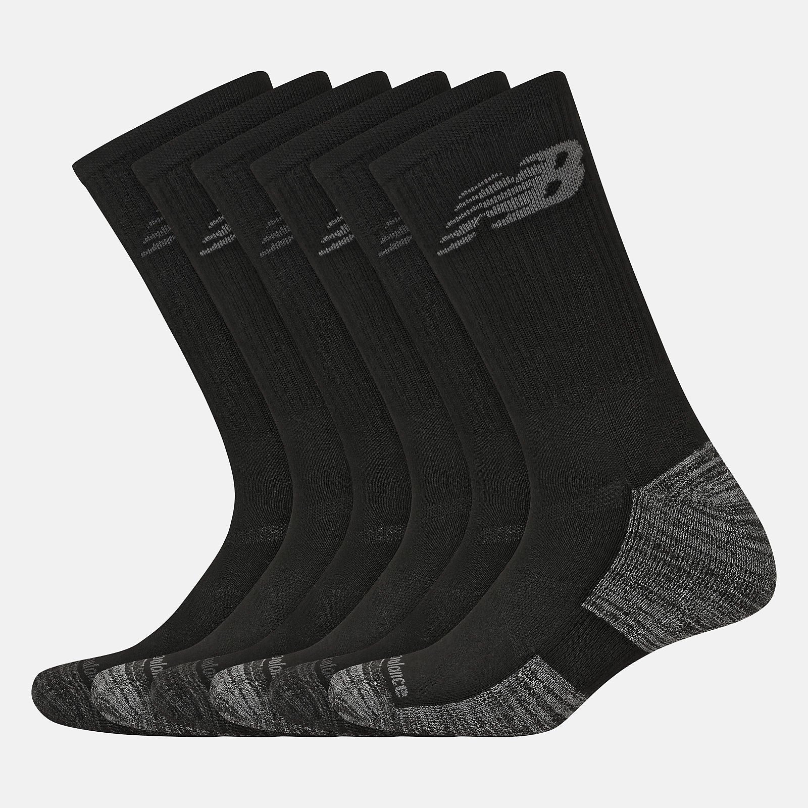 Performance Cushion Crew Socks 6 Pack | New Balance Accessories Black - Women/Men