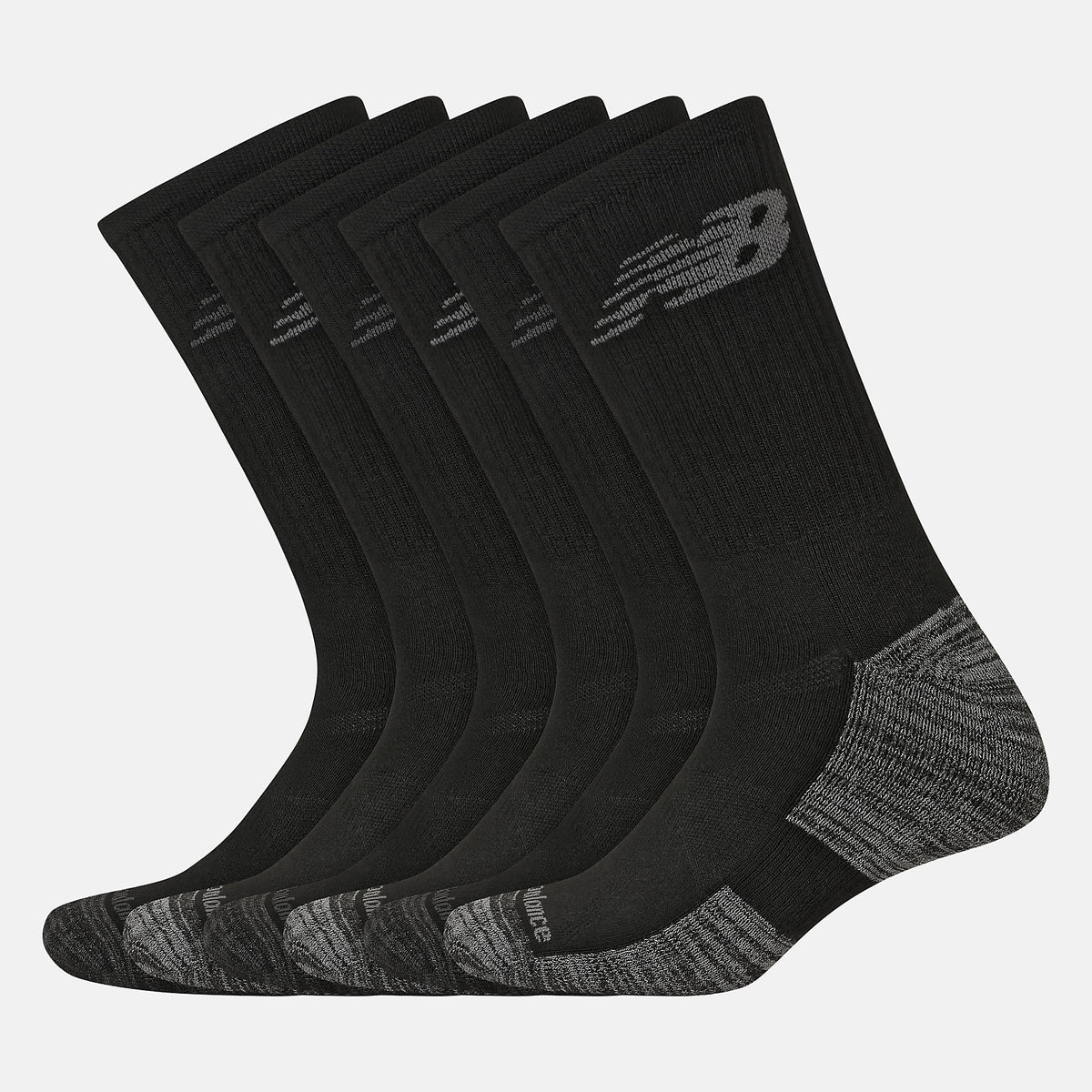 Performance Cushion Crew Socks 6 Pack | New Balance Accessories Black - Women/Men