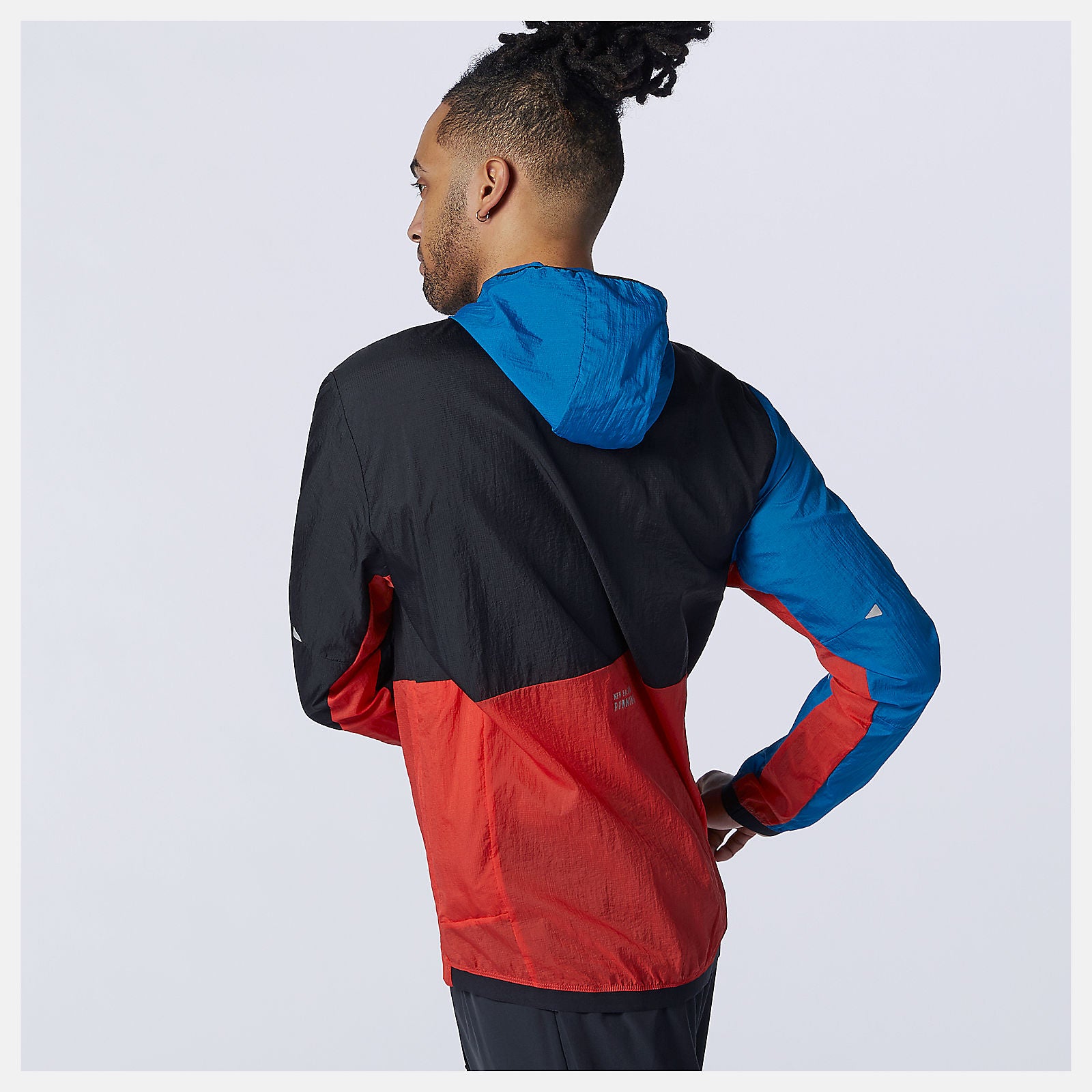 Printed Impact Run Light Pack Jacket | New Balance Clothing Black/Wave Blue - Men