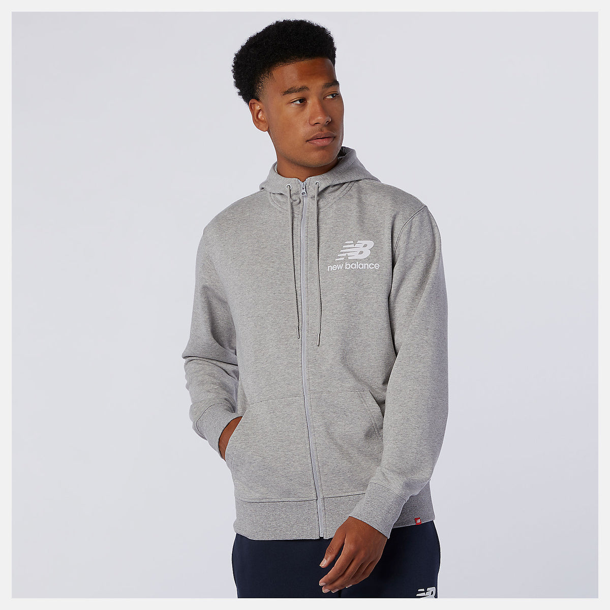 NB Essentials Stacked Full Zip Hoodie | New Balance Clothing Athletic Grey - Men