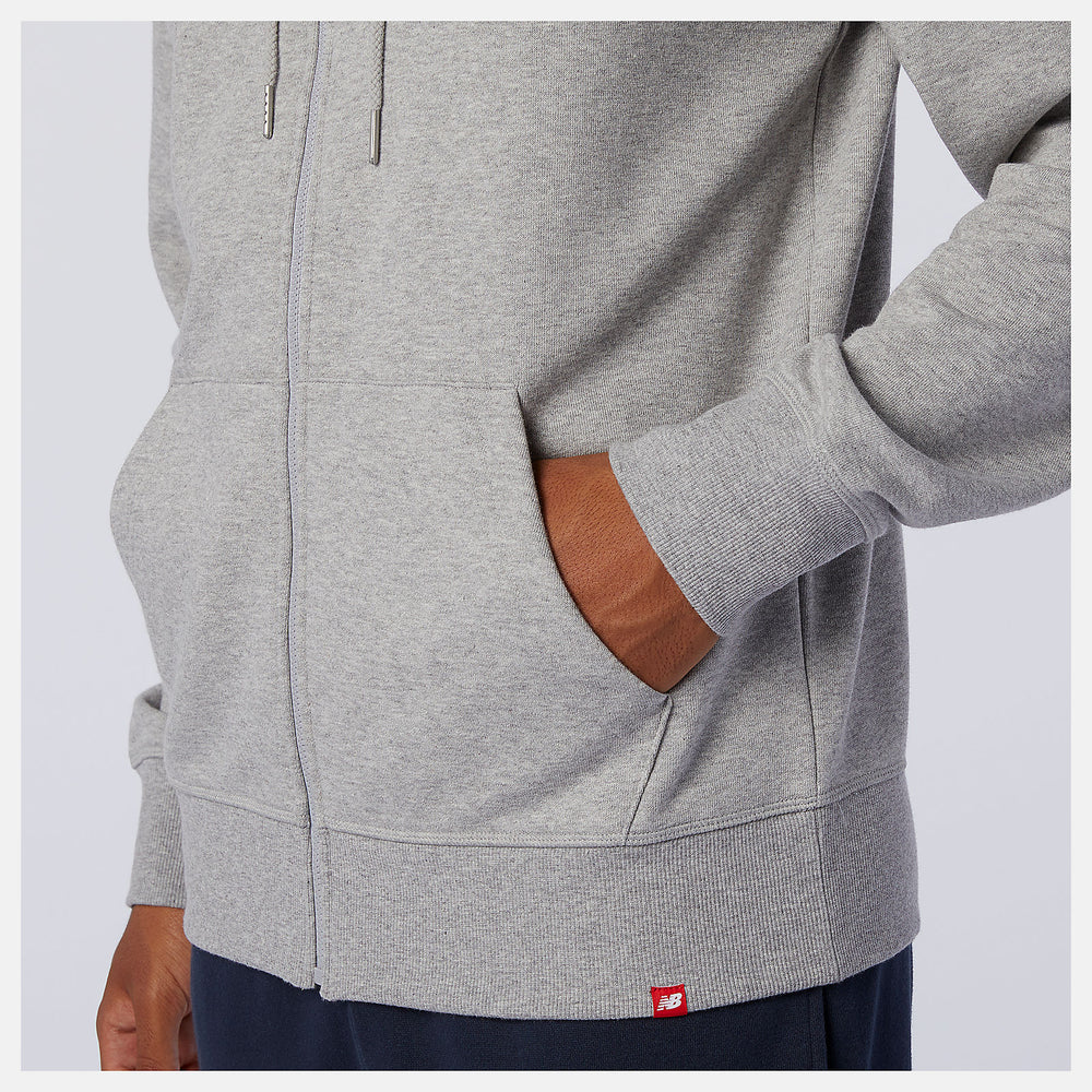 NB Essentials Stacked Full Zip Hoodie | New Balance Clothing Athletic Grey - Men