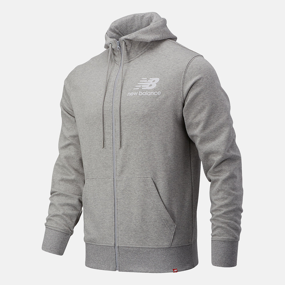 NB Essentials Stacked Full Zip Hoodie | New Balance Clothing Athletic Grey - Men