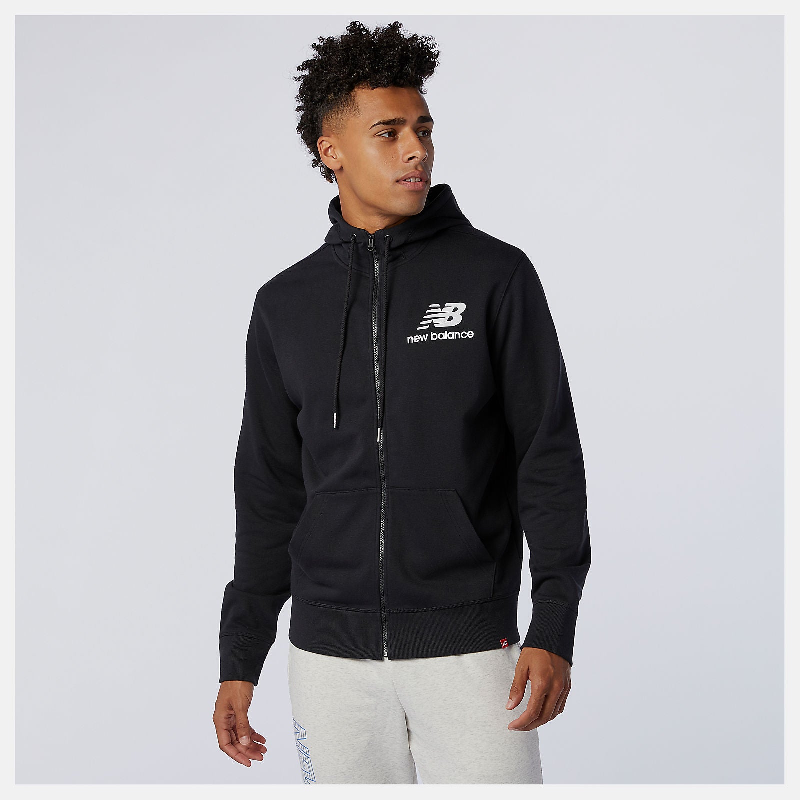 NB Essentials Stacked Full Zip Hoodie | New Balance Clothing Black - Men