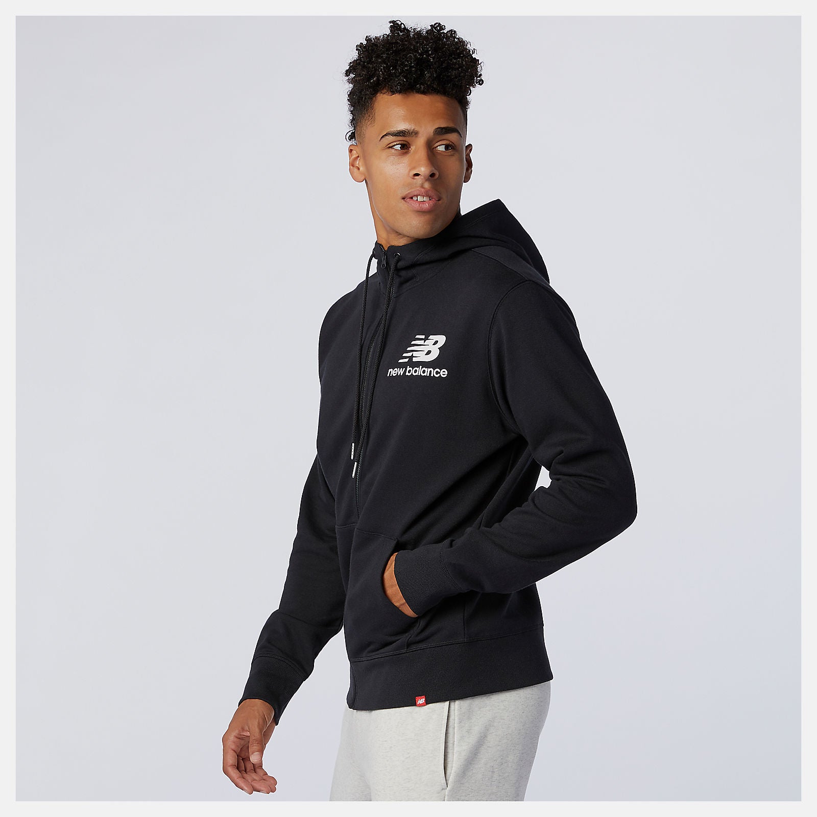 NB Essentials Stacked Full Zip Hoodie | New Balance Clothing Black - Men