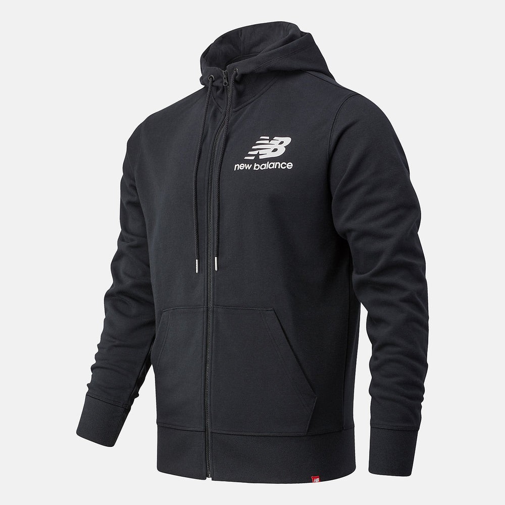 NB Essentials Stacked Full Zip Hoodie | New Balance Clothing Black - Men