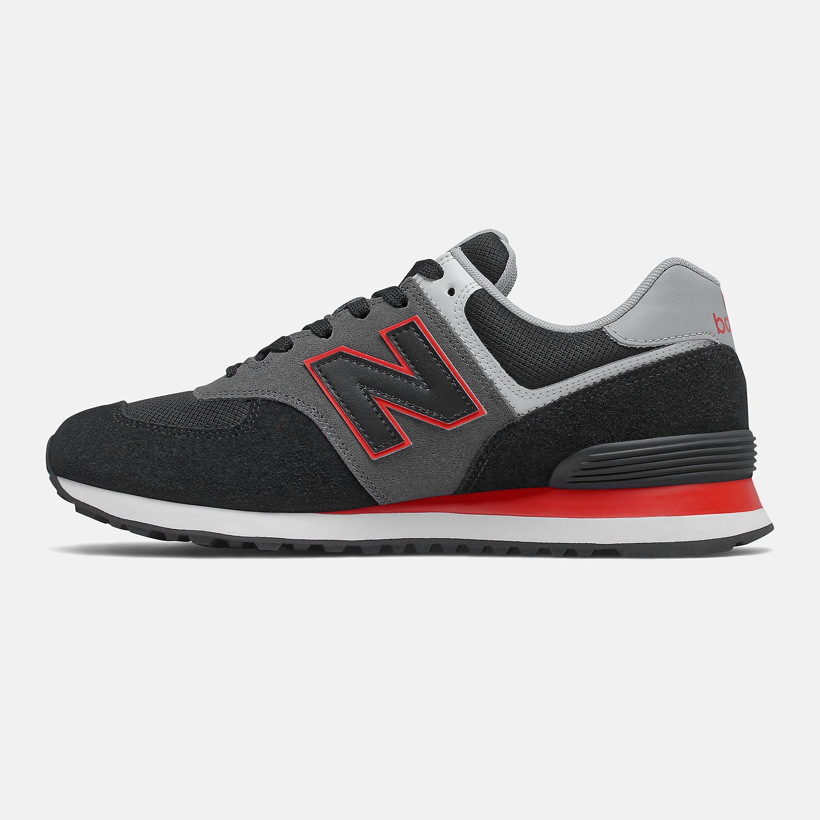 574 | New Balance Shoes Black/Velocity Red - Men