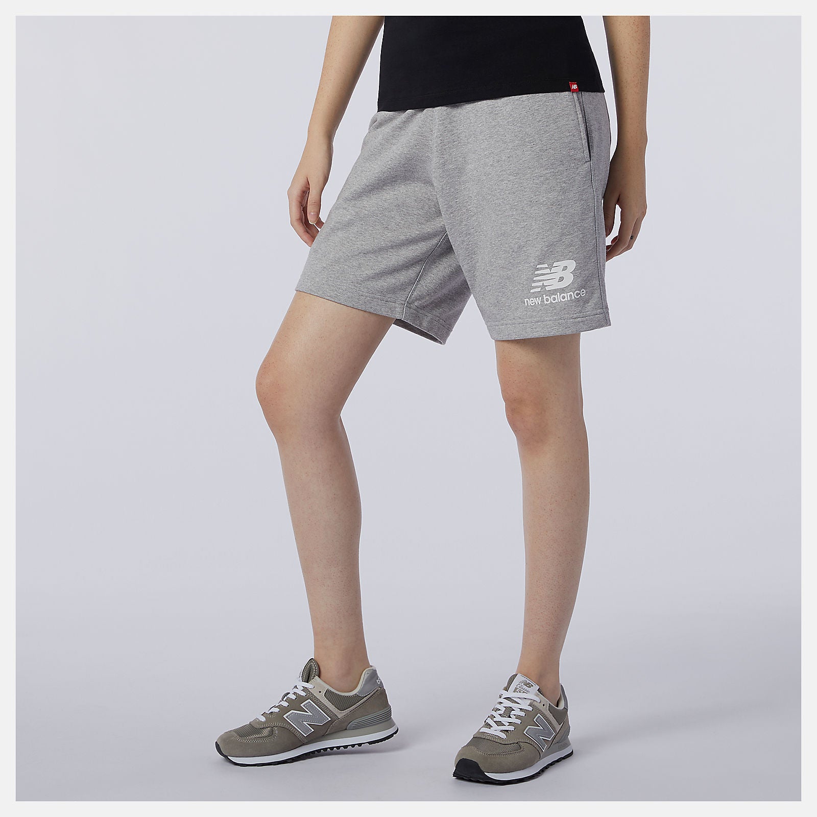 NB Essentials Stacked Logo Short | New Balance Clothing Athletic Grey - Women/Men