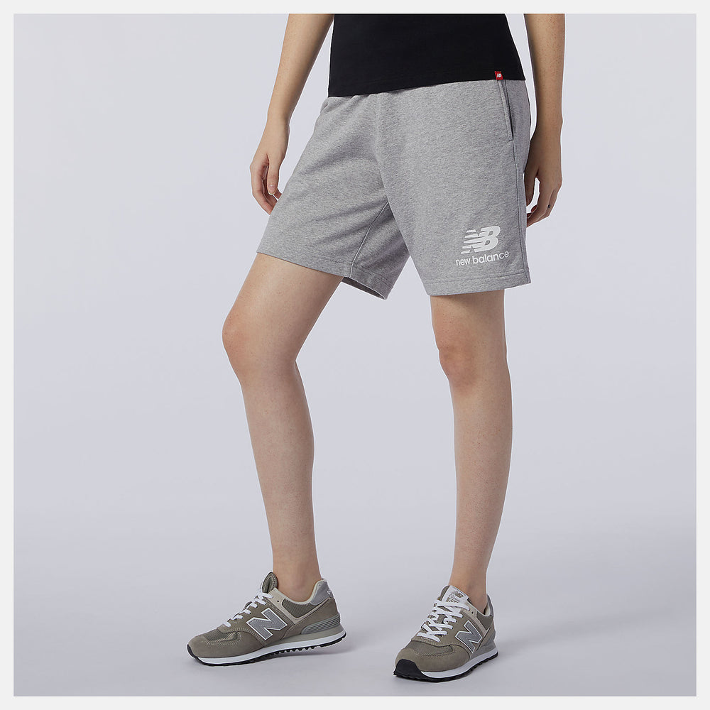 NB Essentials Stacked Logo Short | New Balance Clothing Athletic Grey - Women/Men