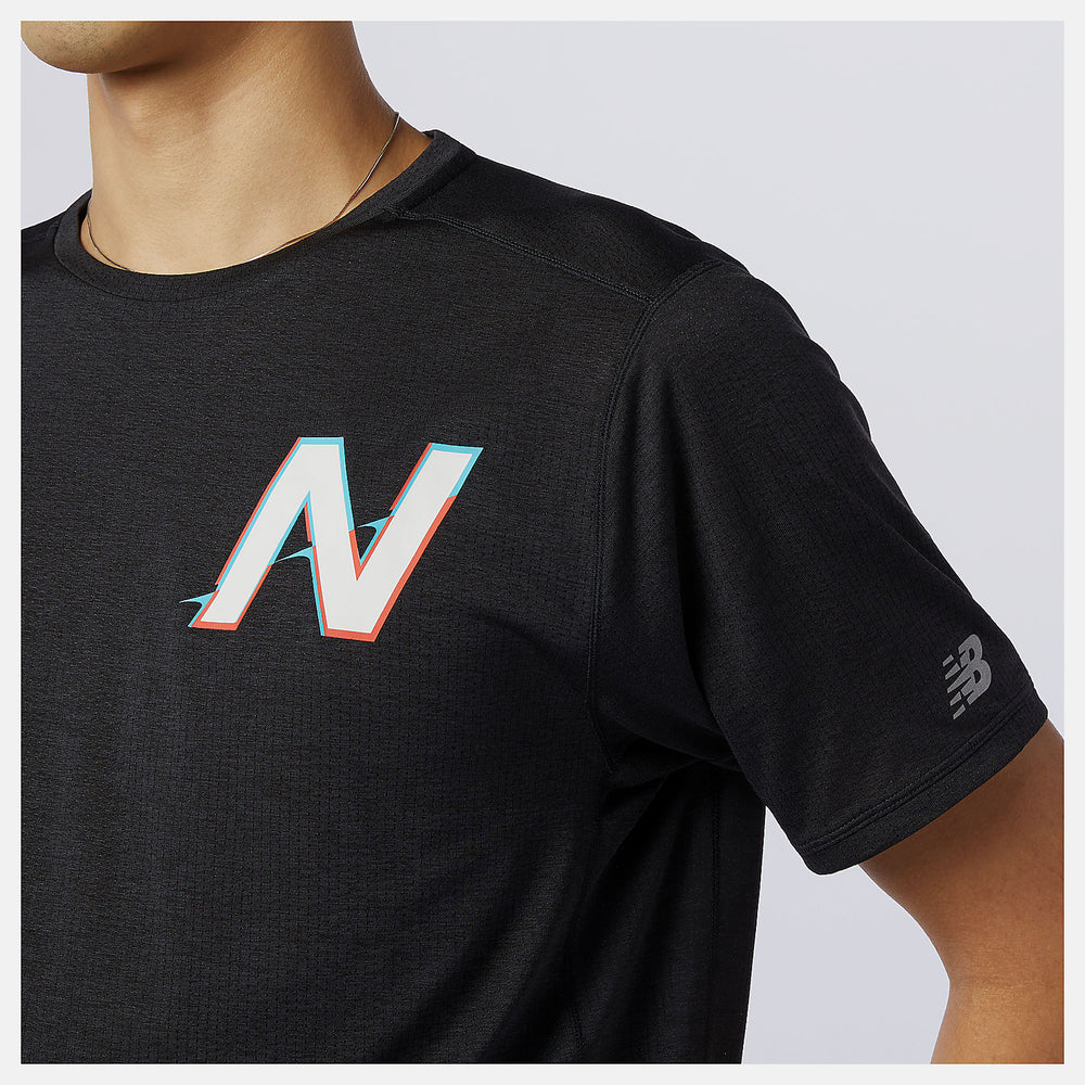 Printed Impact Run Short Sleeve | New Balance Clothing Wave Blue - Men