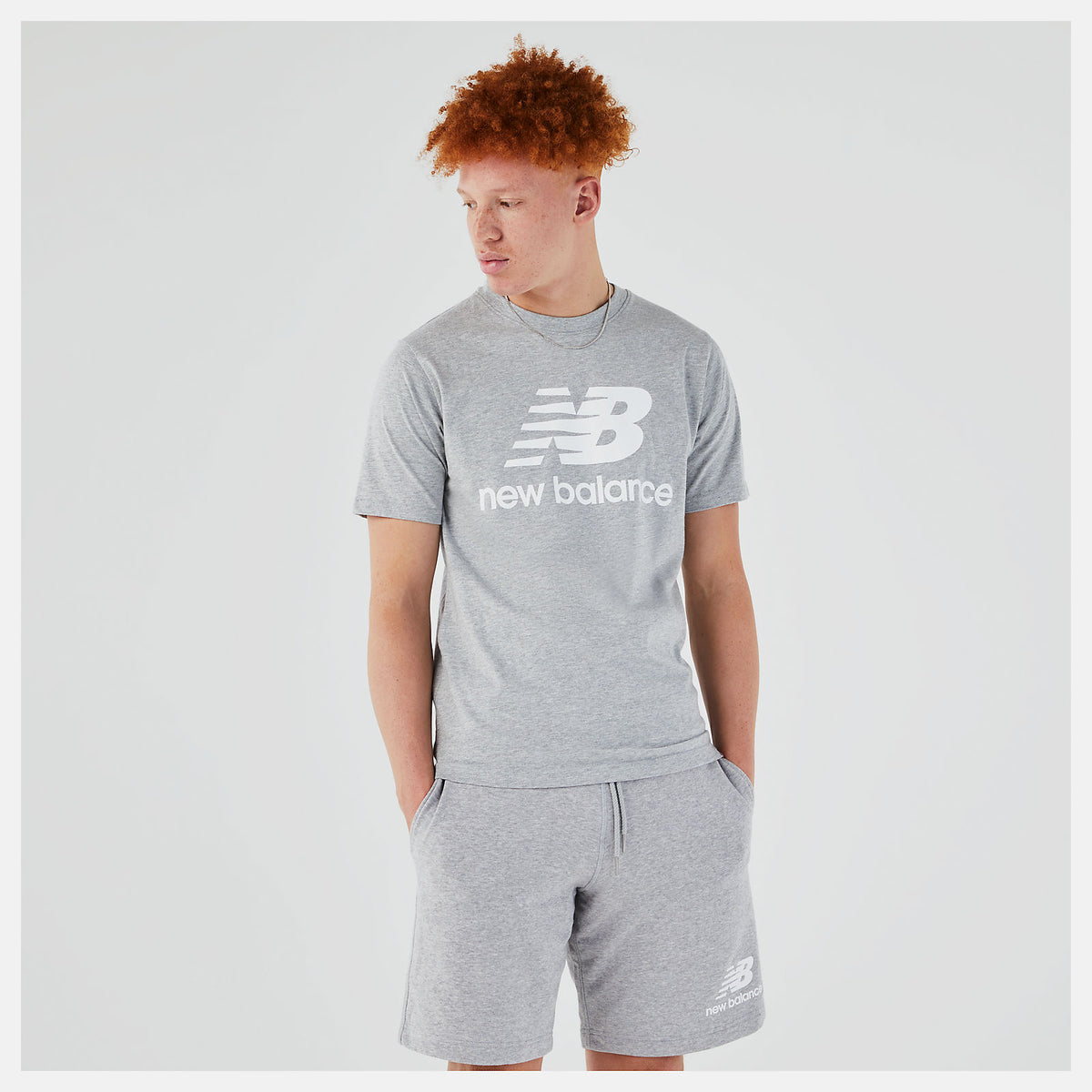 Essentials Stacked Logo Tee | New Balance Clothing Athletic Grey - Men