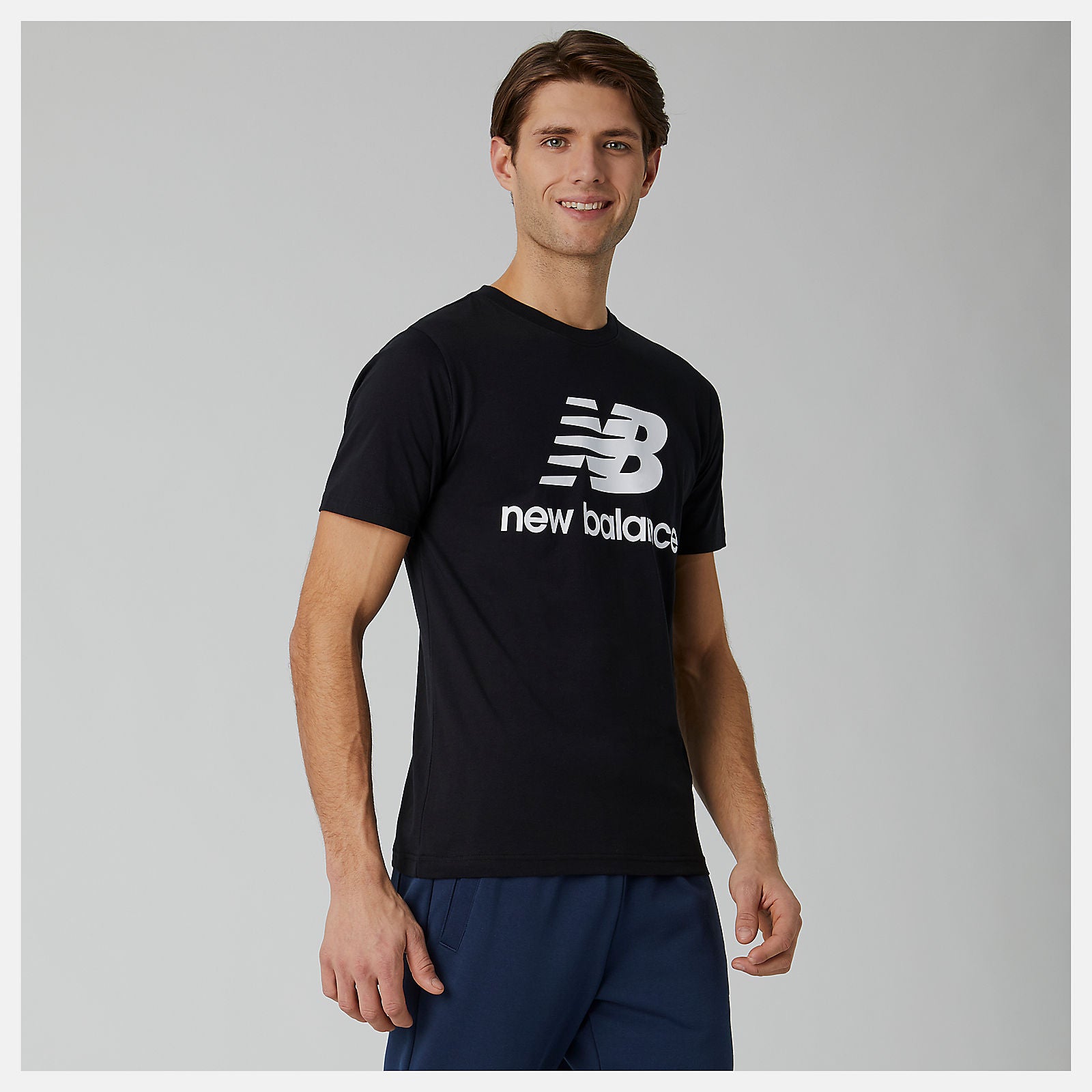 Essentials Stacked Logo Tee | New Balance Clothing Black - Men