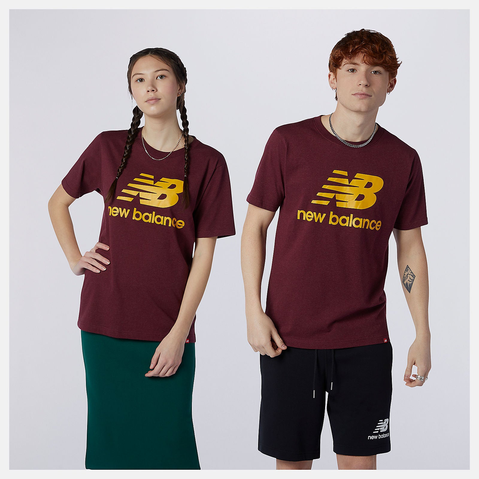 Essentials Stacked Logo Tee | New Balance Clothing Garnet - Men