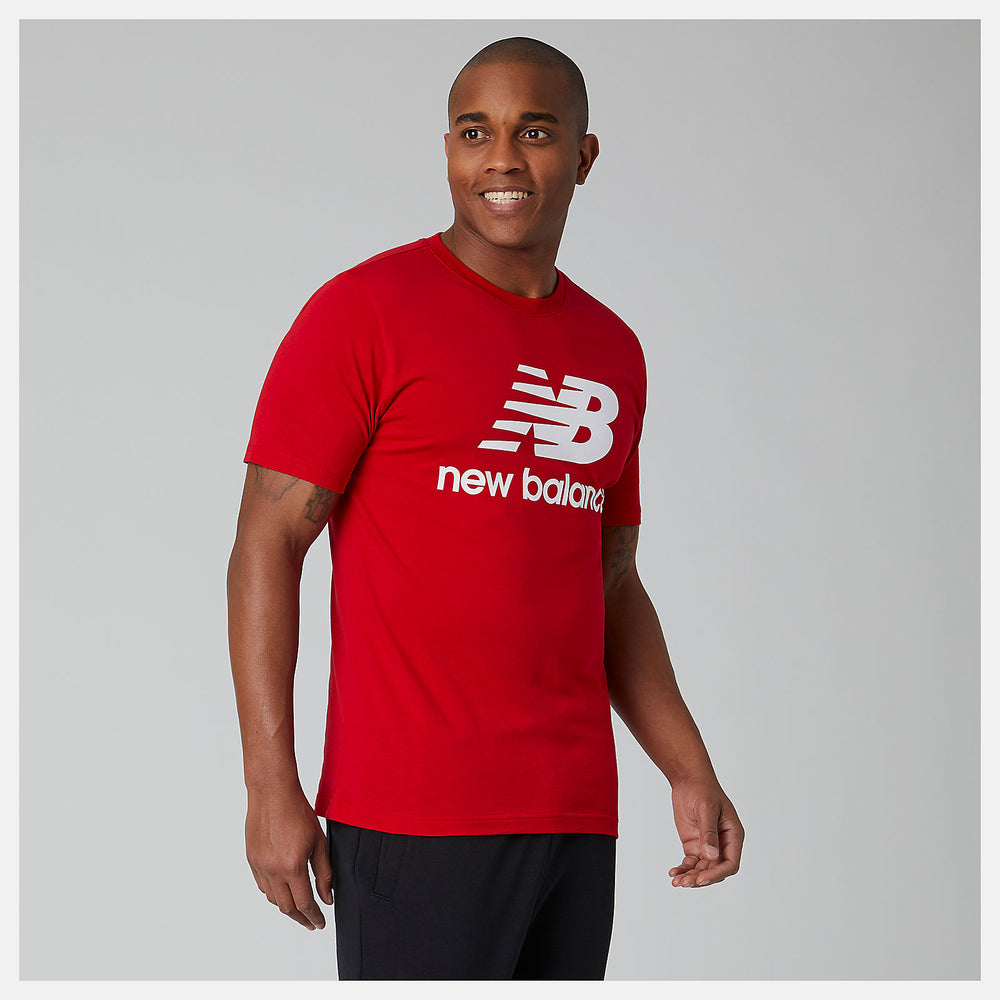 Essentials Stacked Logo Tee | New Balance Clothing Team Red - Men