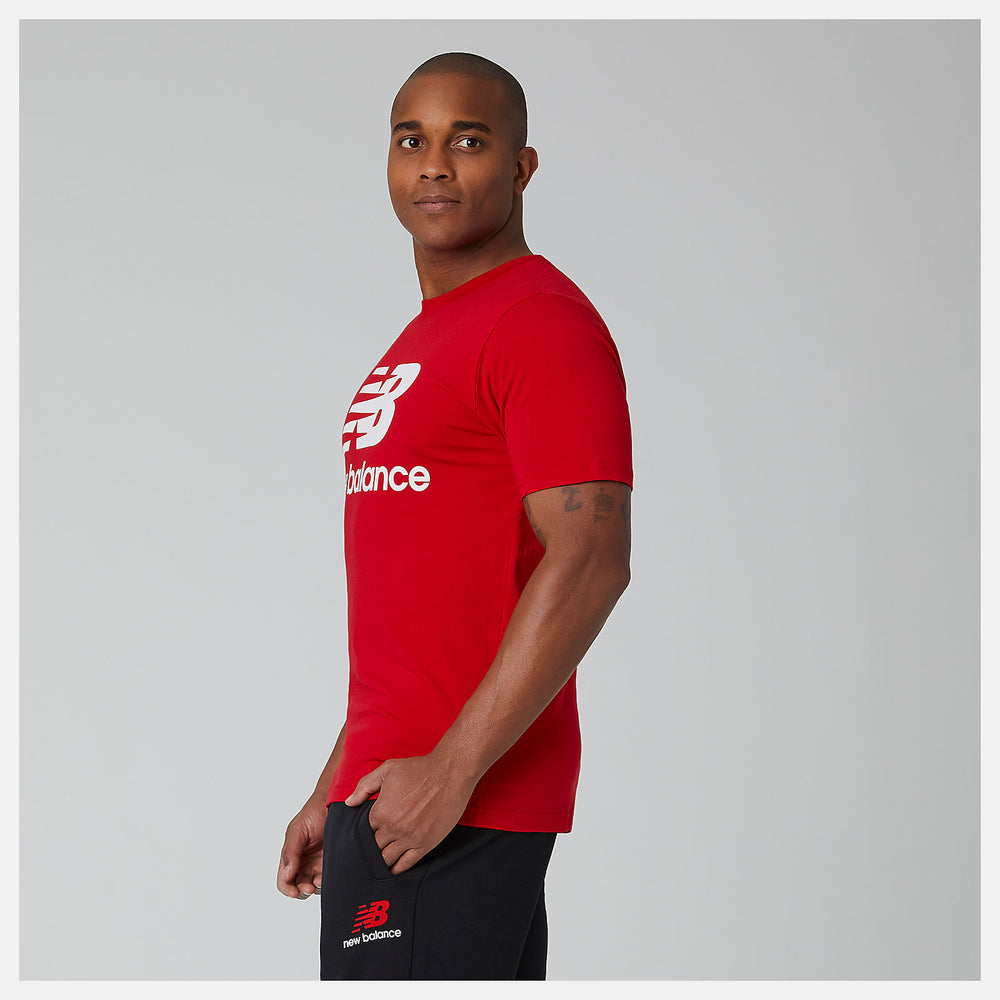 Essentials Stacked Logo Tee | New Balance Clothing Team Red - Men