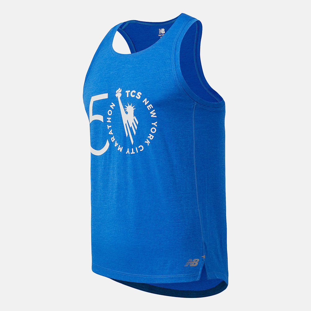 NYC Marathon Impact Run Singlet | New Balance Clothing Faded Cobalt - Men