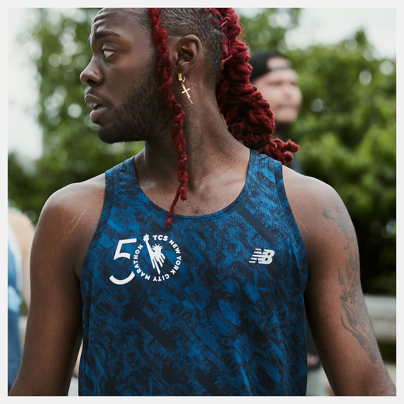 NYC Marathon Printed Impact Run Singlet | New Balance Clothing Rogue Wave - Men
