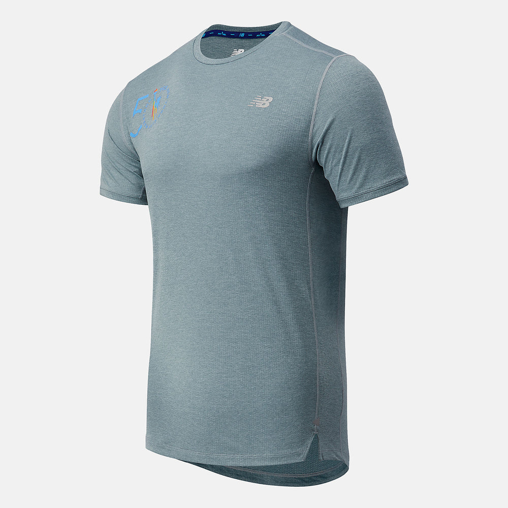 NYC Marathon Impact Run Short Sleeve | New Balance Clothing Light Slate - Men