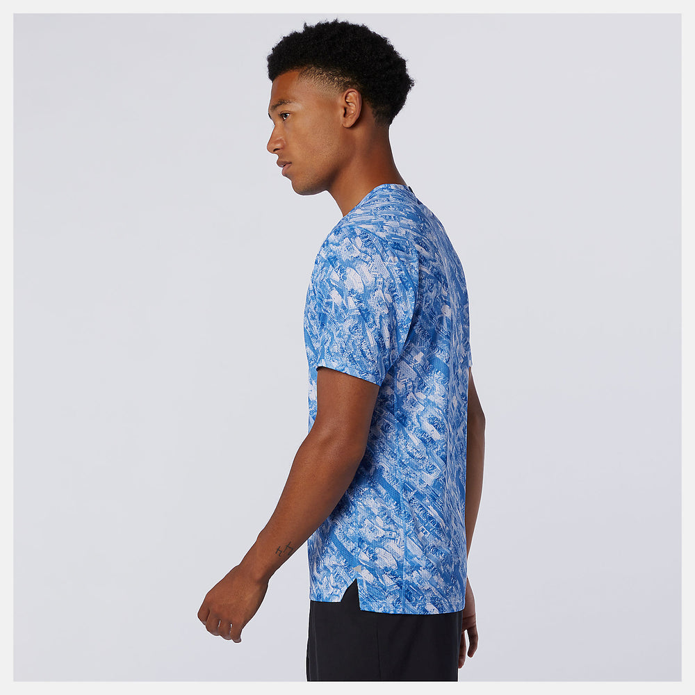 NYC Marathon Printed Impact Run Short Sleeve | New Balance Clothing Faded Cobalt - Men