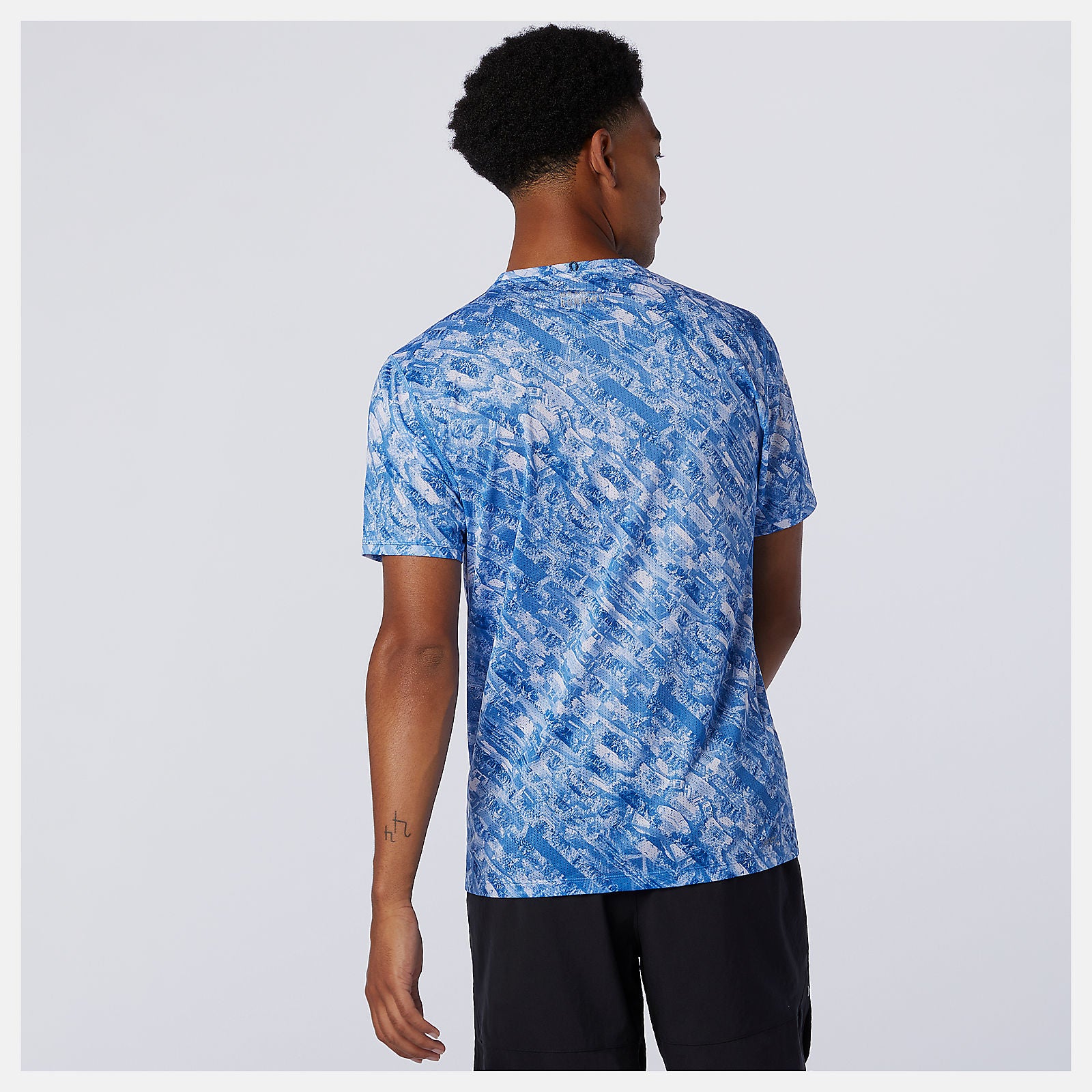 NYC Marathon Printed Impact Run Short Sleeve | New Balance Clothing Faded Cobalt - Men