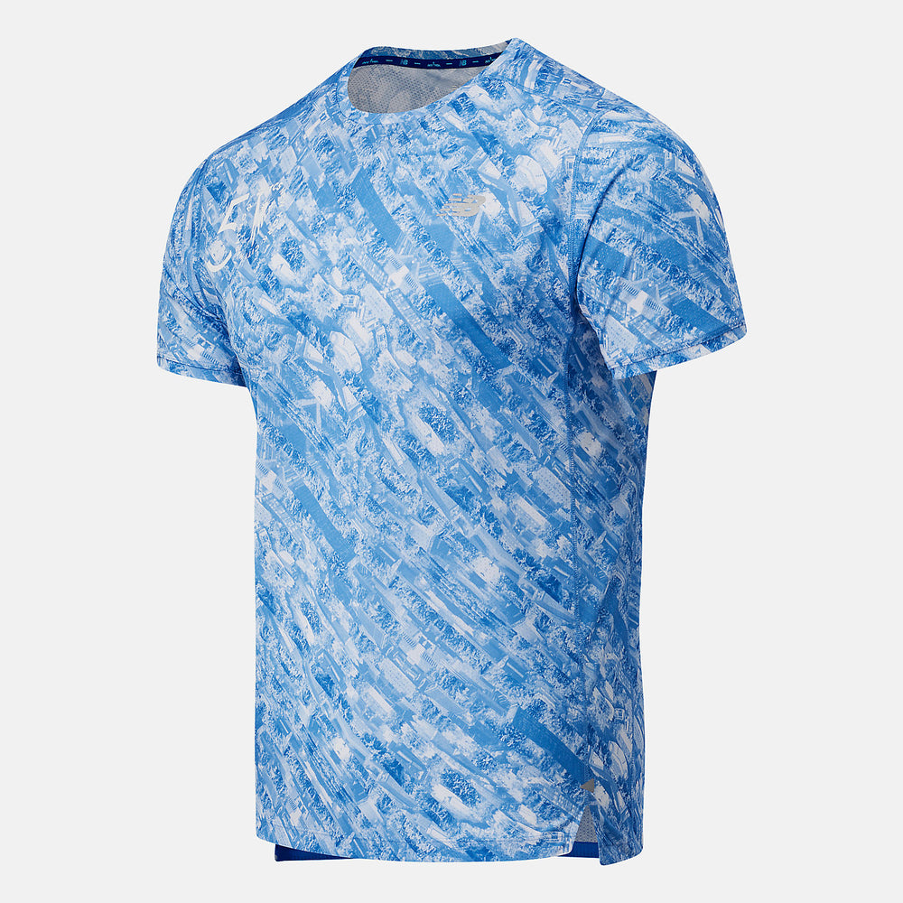 NYC Marathon Printed Impact Run Short Sleeve | New Balance Clothing Faded Cobalt - Men