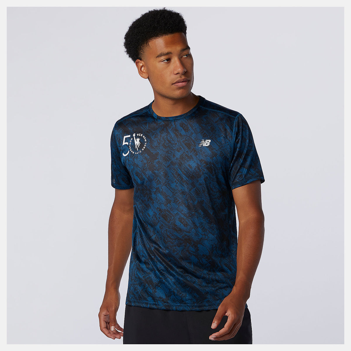 NYC Marathon Printed Impact Run Short Sleeve | New Balance Clothing Rogue Wave - Men