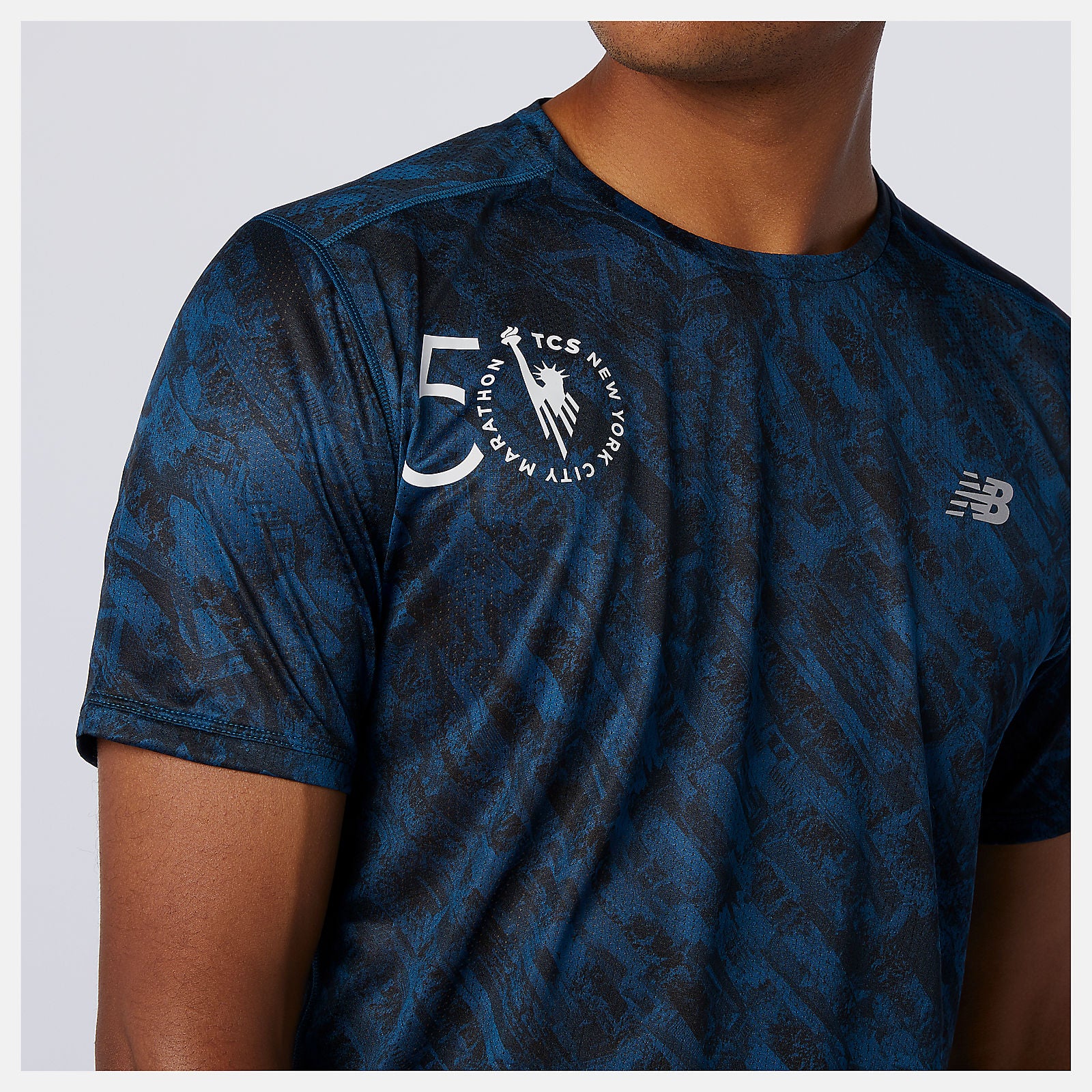 NYC Marathon Printed Impact Run Short Sleeve | New Balance Clothing Rogue Wave - Men