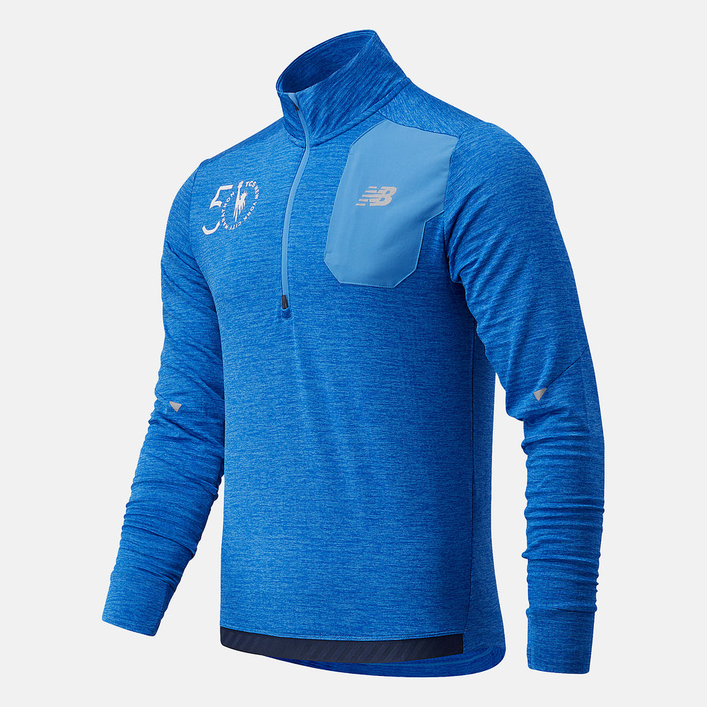 NYC Marathon Impact Run Grid Back Half Zip | New Balance Clothing Faded Cobalt - Men