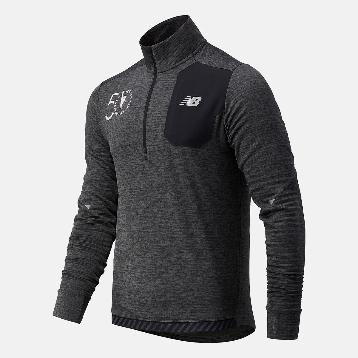 NYC Marathon Impact Run Grid Back Half Zip | New Balance Clothing Heather Charcoal - Men