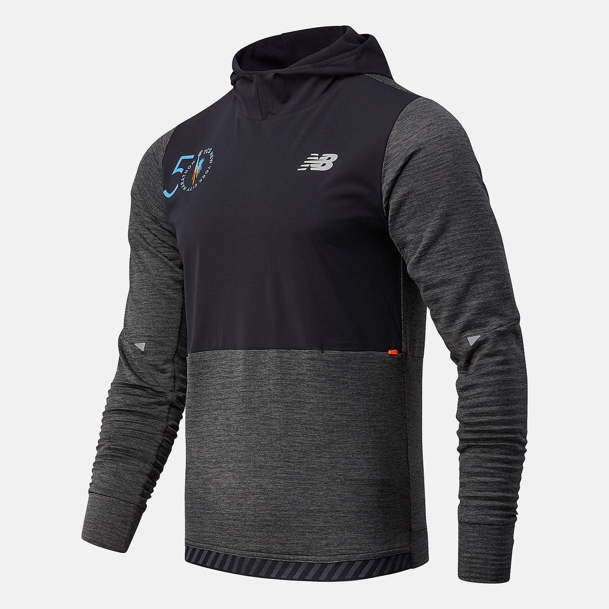 NYC Marathon Impact Run Grid Back Hoodie | New Balance Clothing Heather Charcoal - Men