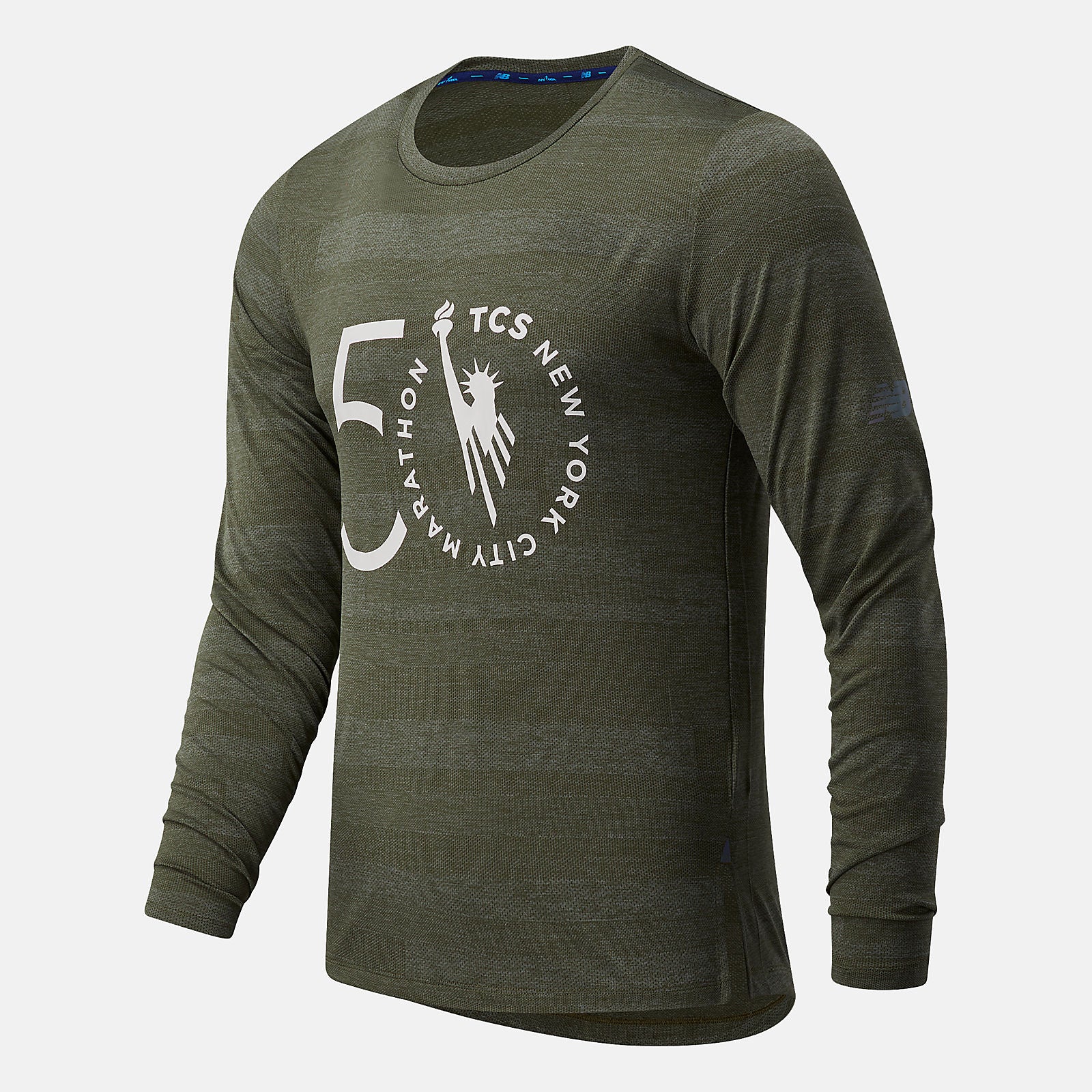 NYC Marathon Q Speed Fuel Jacquard Long Sleeve | New Balance Clothing Oak Leaf Green - Men
