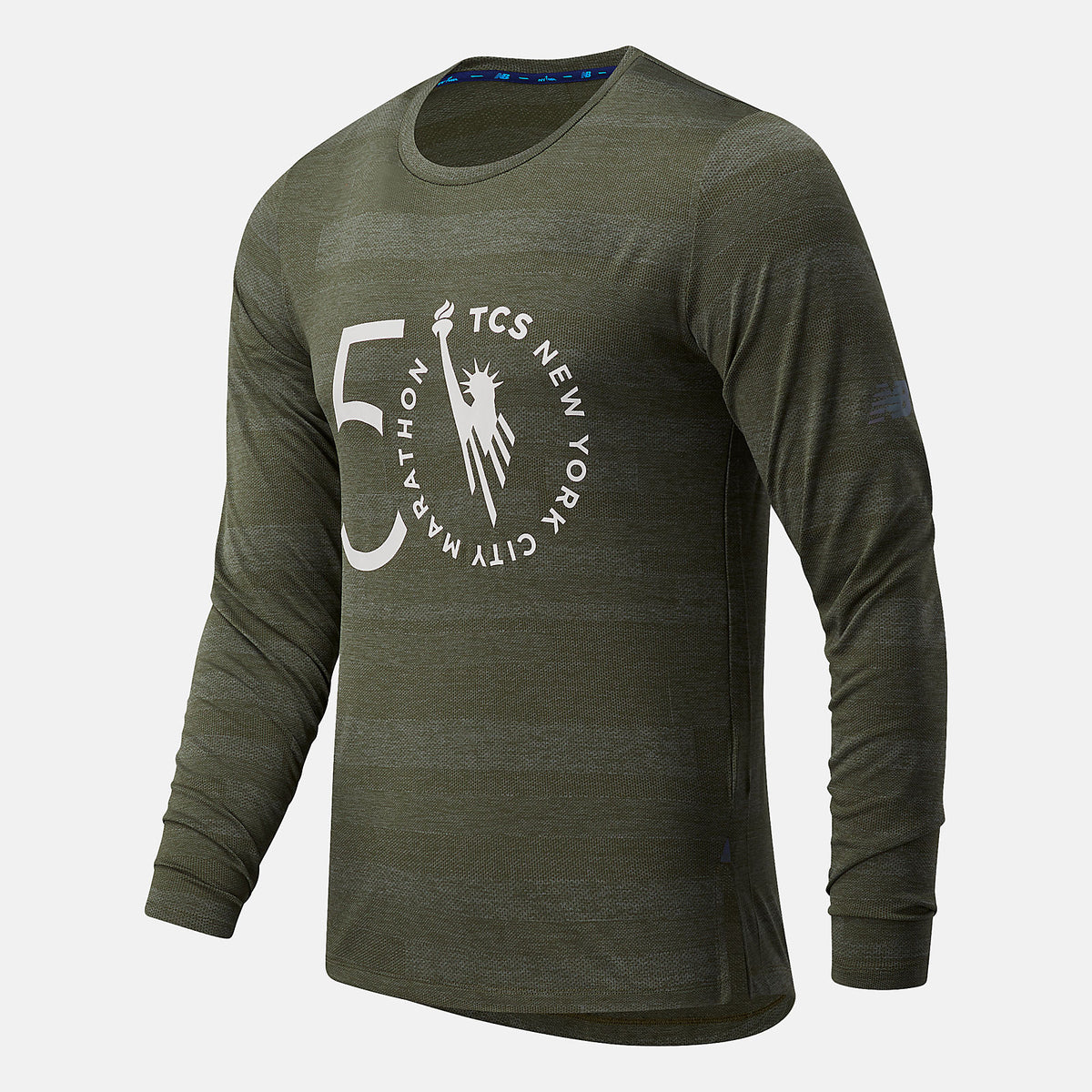 NYC Marathon Q Speed Fuel Jacquard Long Sleeve | New Balance Clothing Oak Leaf Green - Men