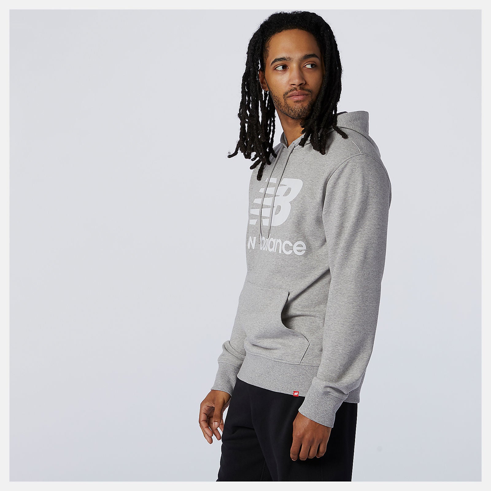 NB Essentials Stacked Logo Po Hoodie | New Balance Clothing Athletic Grey - Men