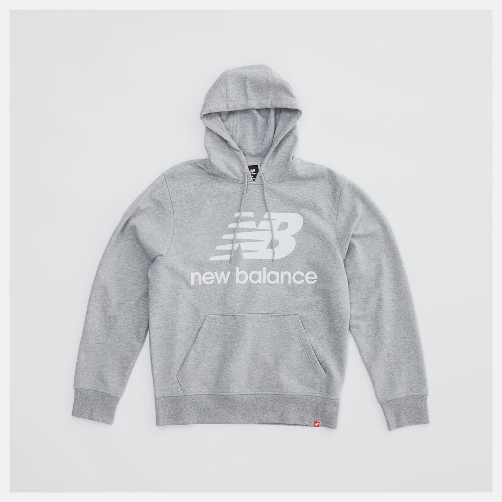 NB Essentials Stacked Logo Po Hoodie | New Balance Clothing Athletic Grey - Men